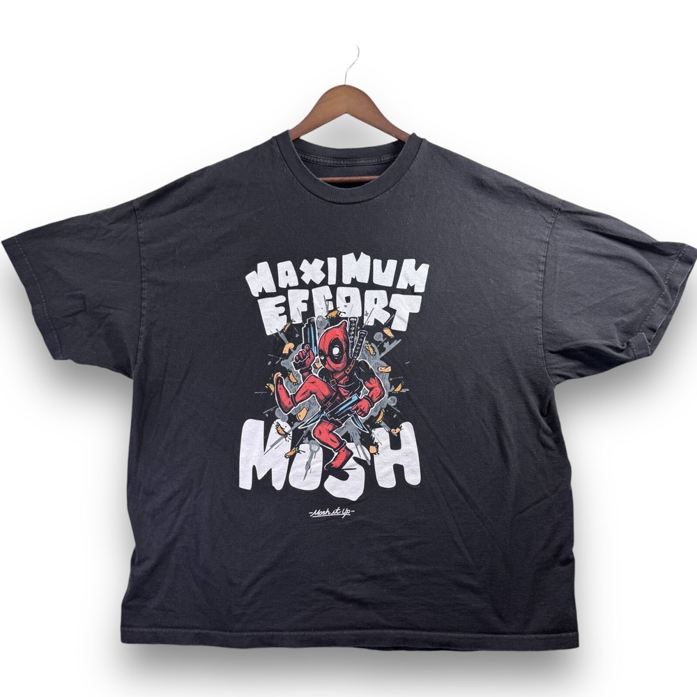 Deadpool Mosh It Up T-Shirt Mens 2XL Maximum Effort Black Short Sleeve Graphic